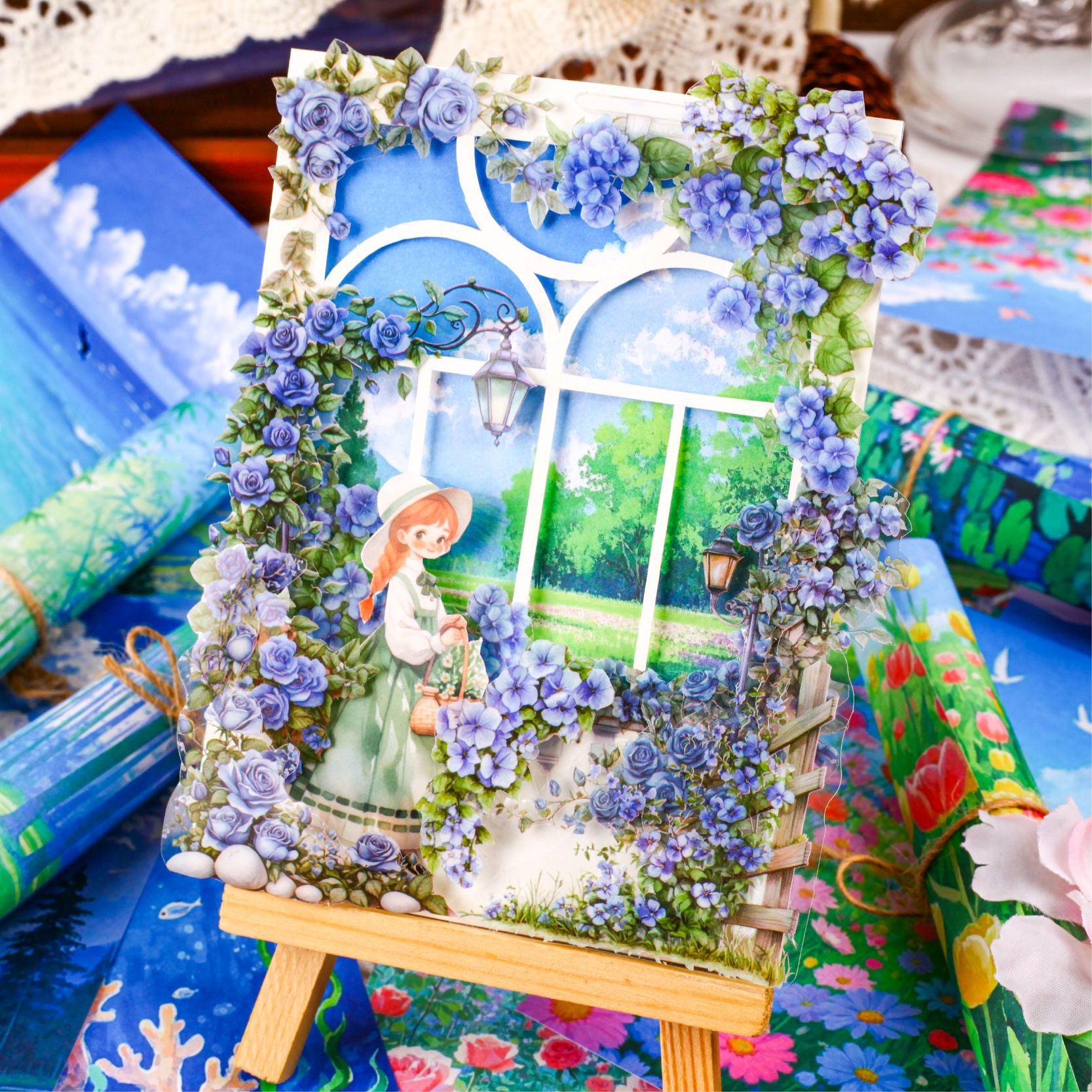 20 Pcs Oli Painting Landscape Scrapbook Paper XMFG