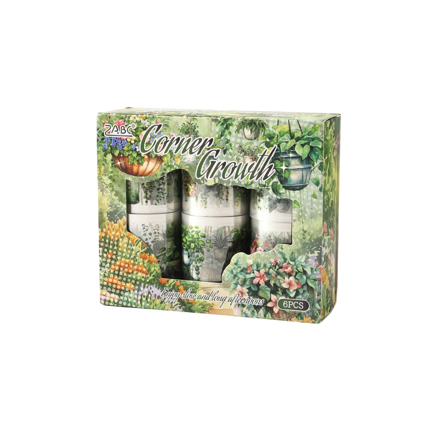 6 Rolls Potted Plants PET Stickers Tapes Set YYCS