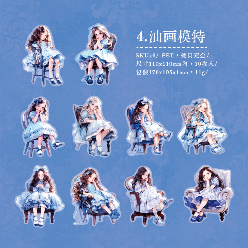 10 Pcs Little Girl PET Stickers XNHRJ