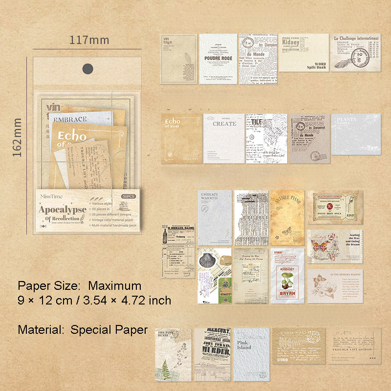 50 Pcs Vintage Scrapbook Paper HYQSL