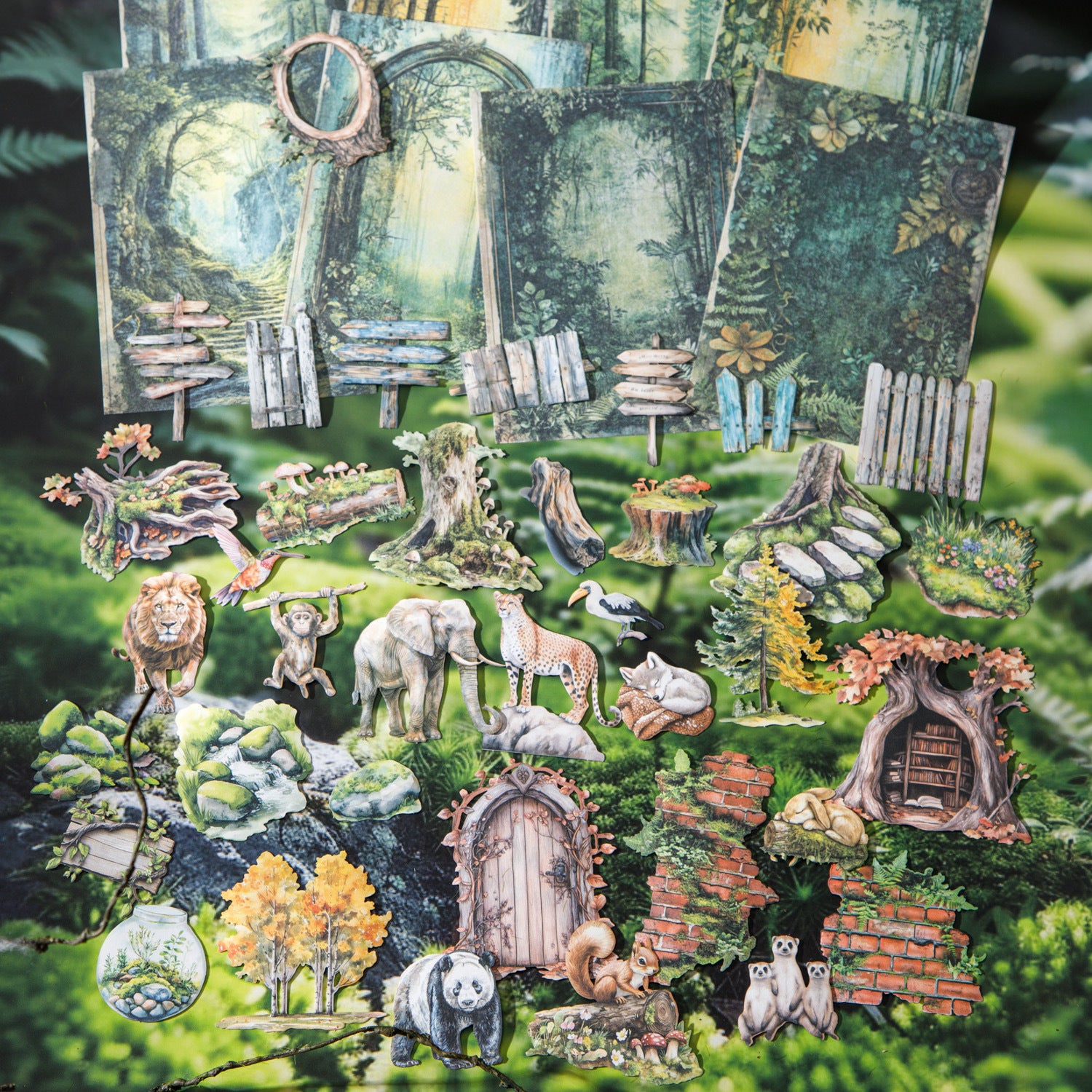 100 Pcs Forest Explore Journal Paper and Stickers Kit CLTXJ