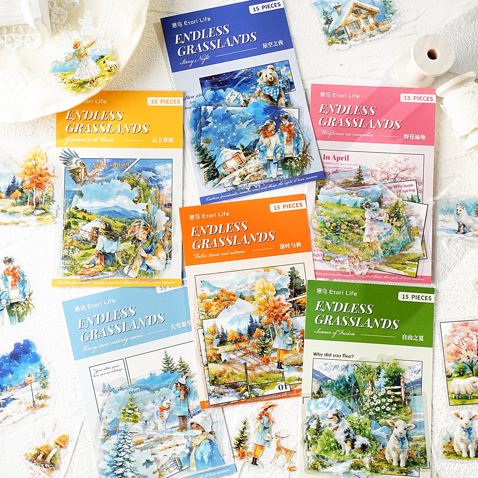 15 Pcs Natural Senery PET Stickers WJCY