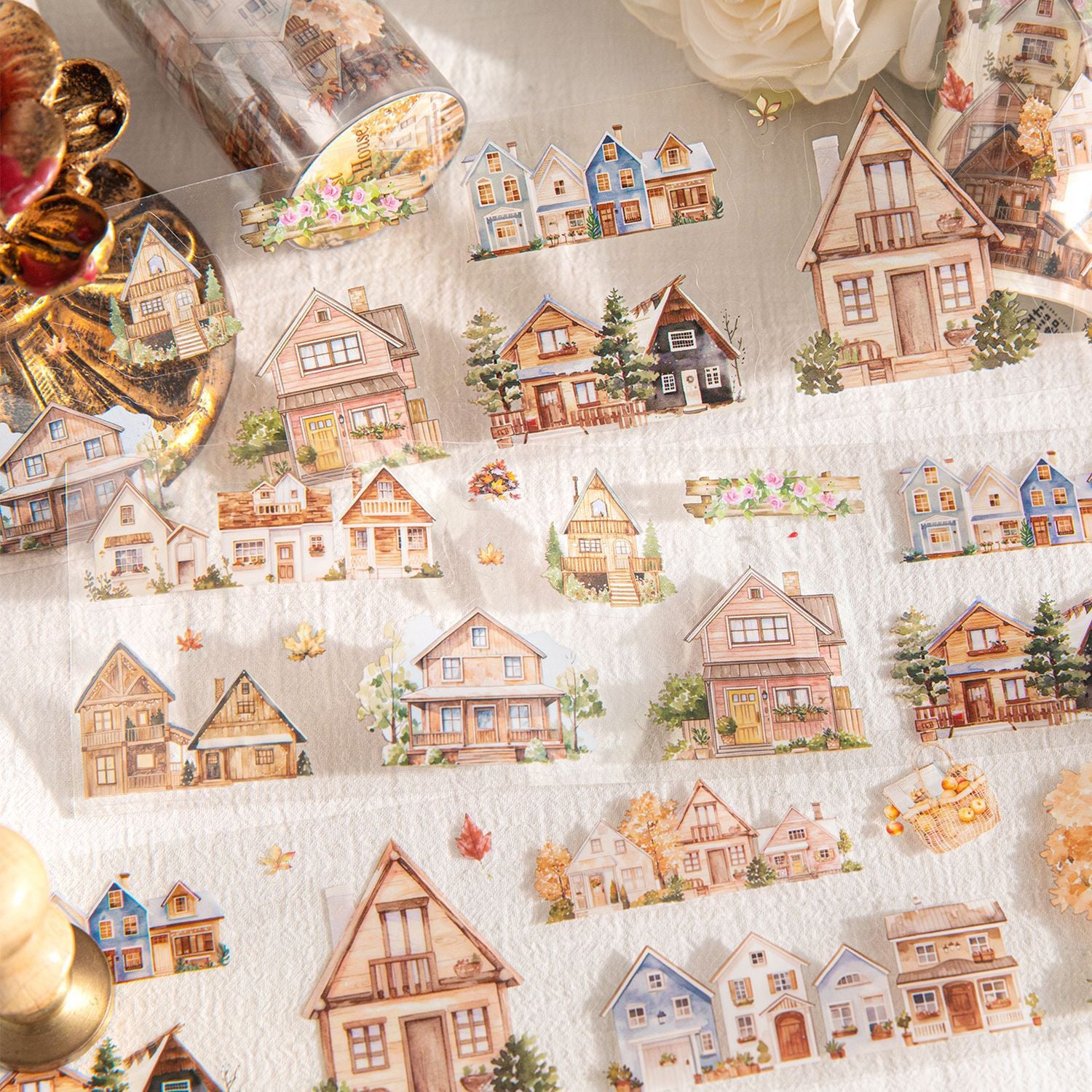 1 Roll House Theme PET Stickers Tape FWZJGS