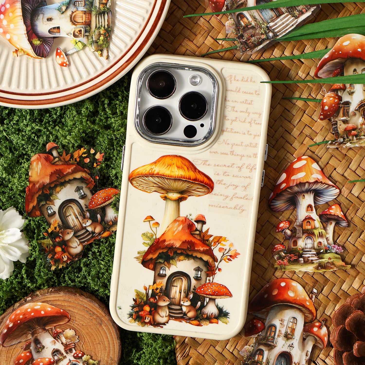 18 Pcs Fantasy Mushroom PET Stickers MGWGS