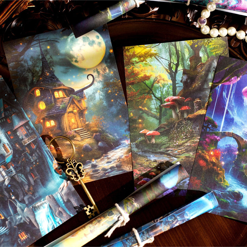 30 Pcs Fantasy Forest Junk Journal Paper QHLD