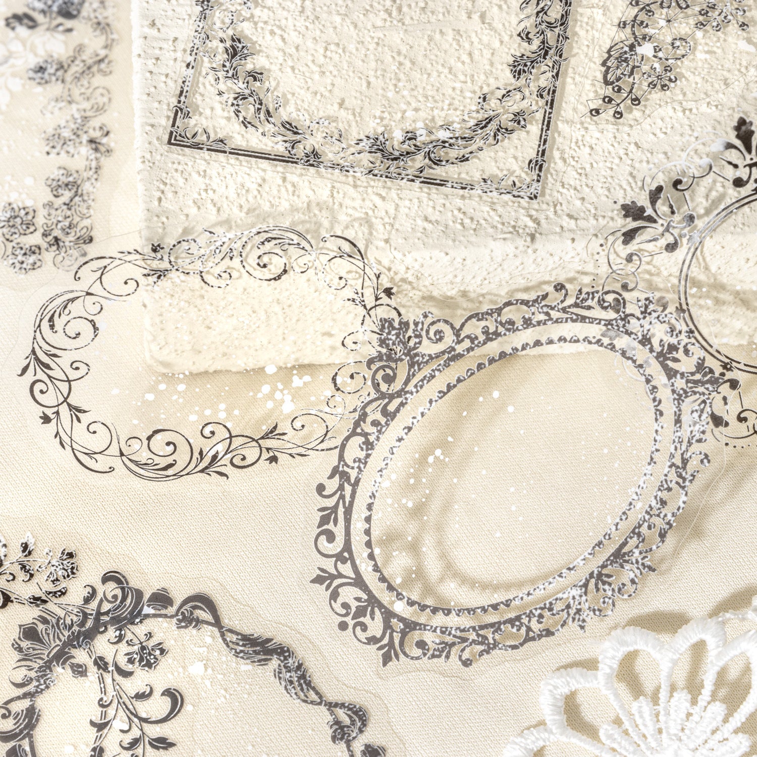 20 Pcs Floral Lace Frame PET Stickers ZMLS
