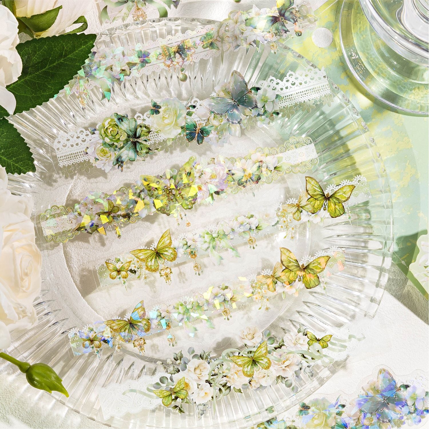 20 Pcs Shell Light Flower Butterfly Stickers YCMJ