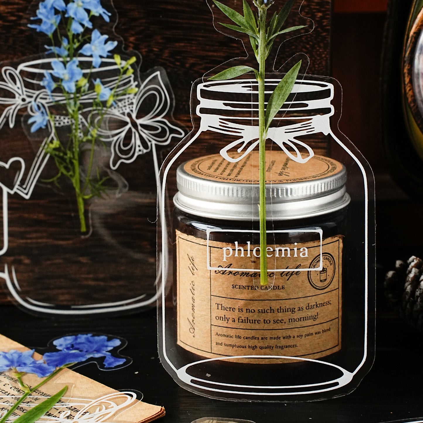 15 Pcs Flower Bottle PET Stickers CHRM