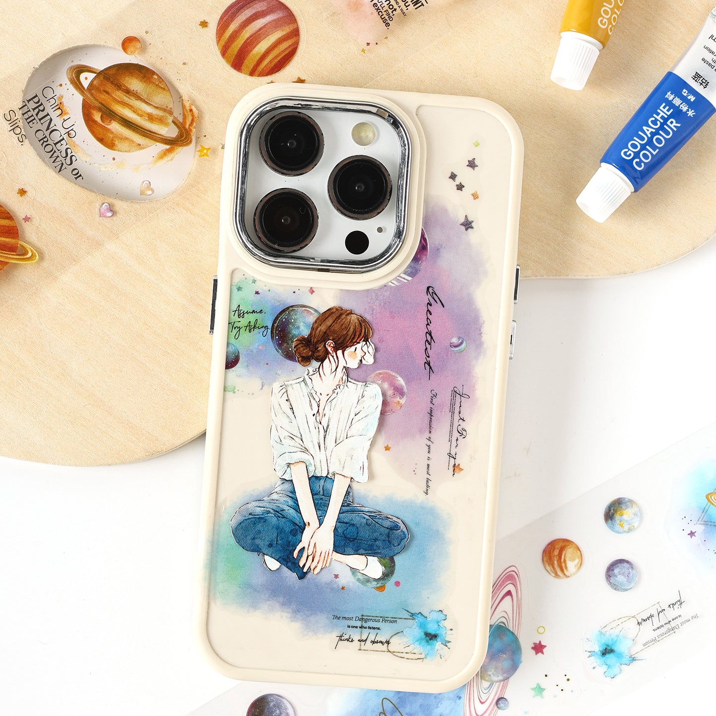 6 Rolls Watercolor Planets PET Sticker Tapes Set SMXY