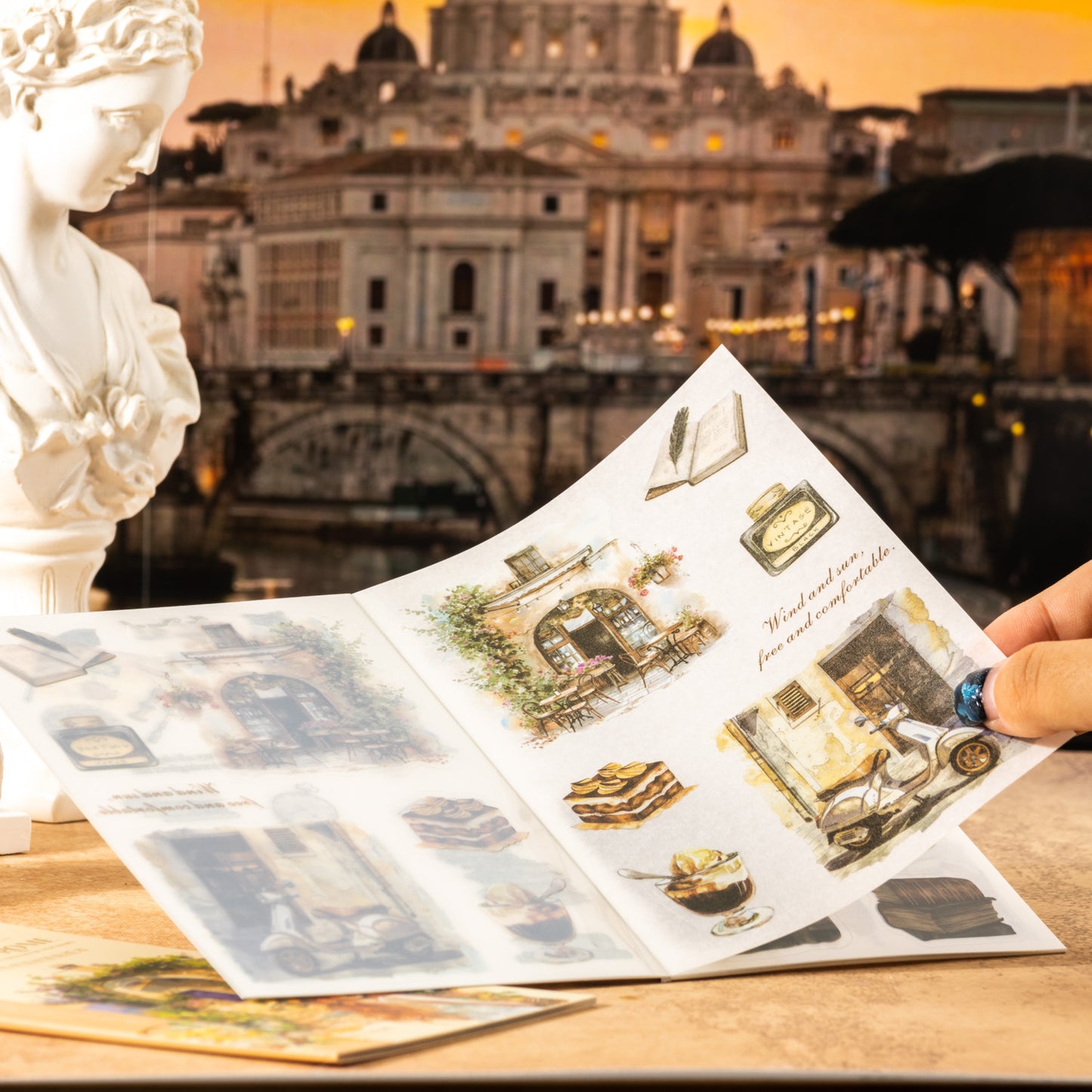 10 Sheets Roma Travel Theme Stickers Book ZLMMB