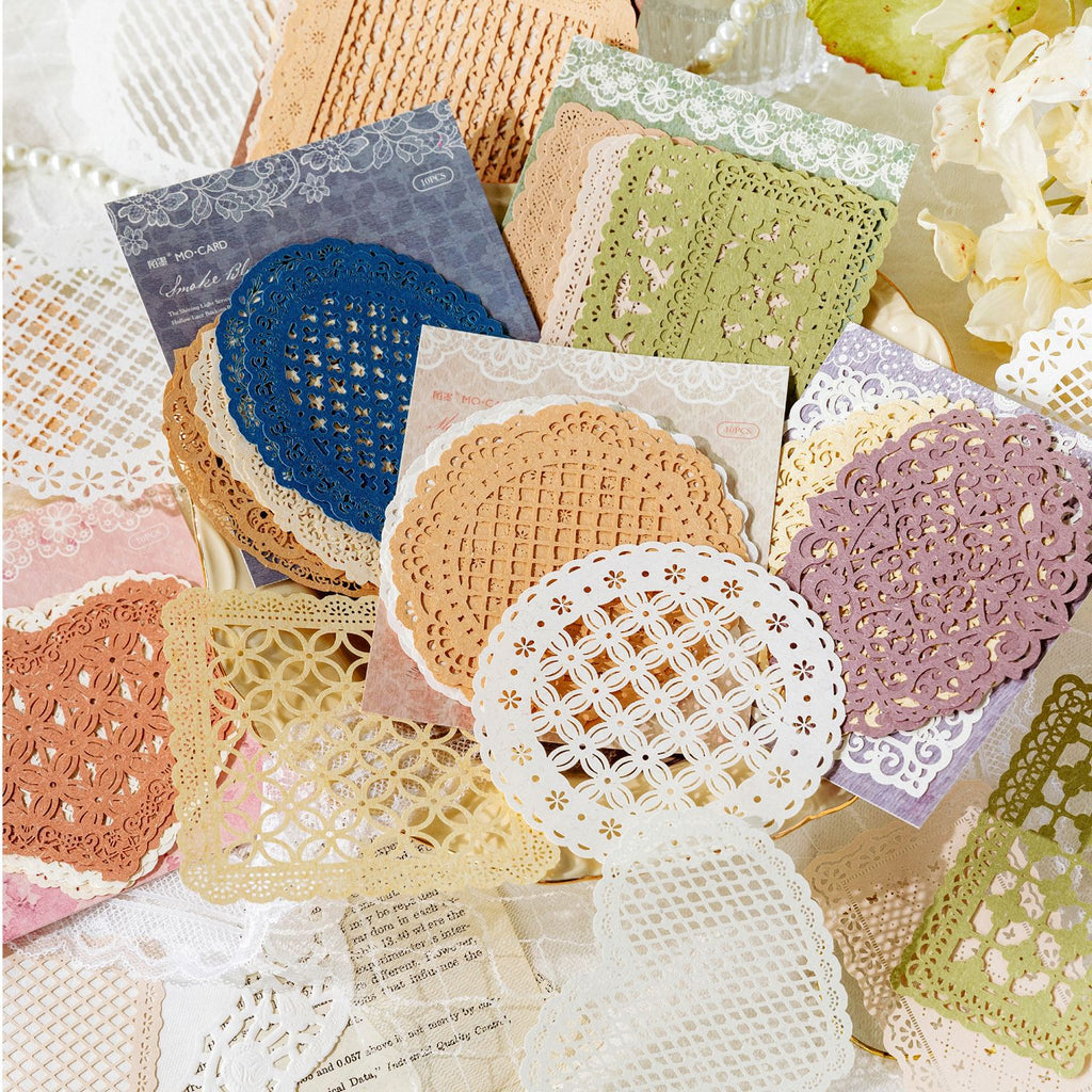 10 Pcs Ornate Lace Vintage Hollow-out Paper YYWGA
