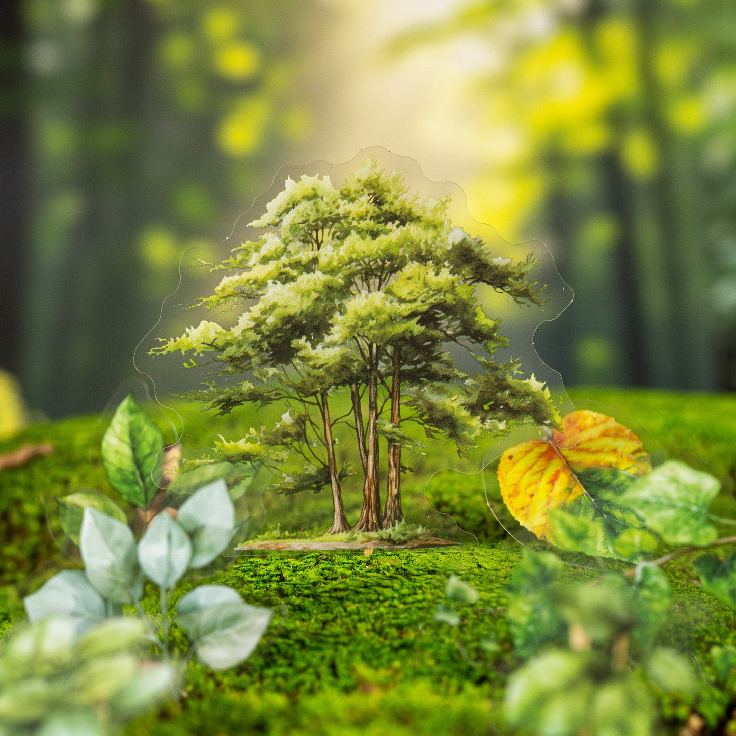 50 Pcs Seasonal Tree Leaf PET Stickers SDSJ