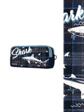 Dark Shark Retro Check Canvas Barrel Pencil Case