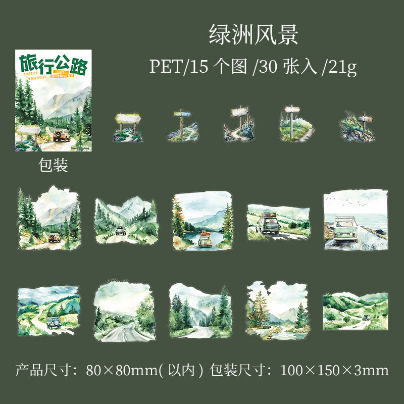 30 Pcs Seasonal Travel PET Stickers LXGL