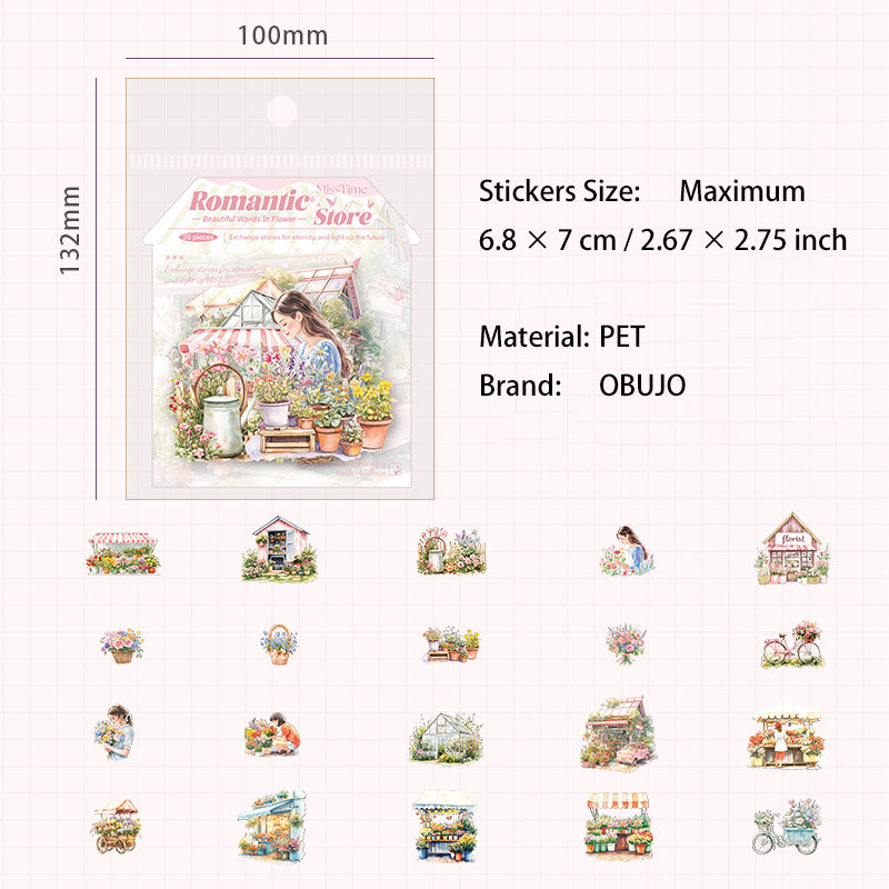 20 Pcs Food Shop Theme PET Stickers LMSD