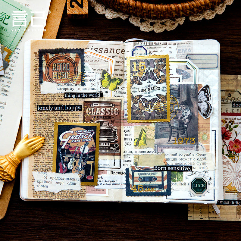 40 Pcs Vintage Post Stamp Washi Stickers YJLX