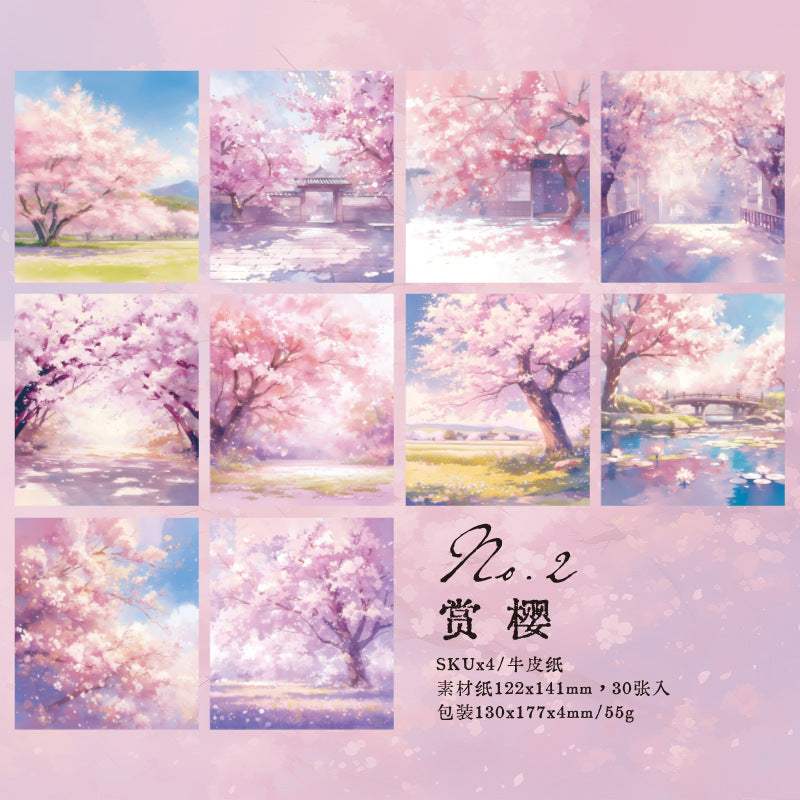 30 Pcs Landscape Scrapbook Paper HTQX