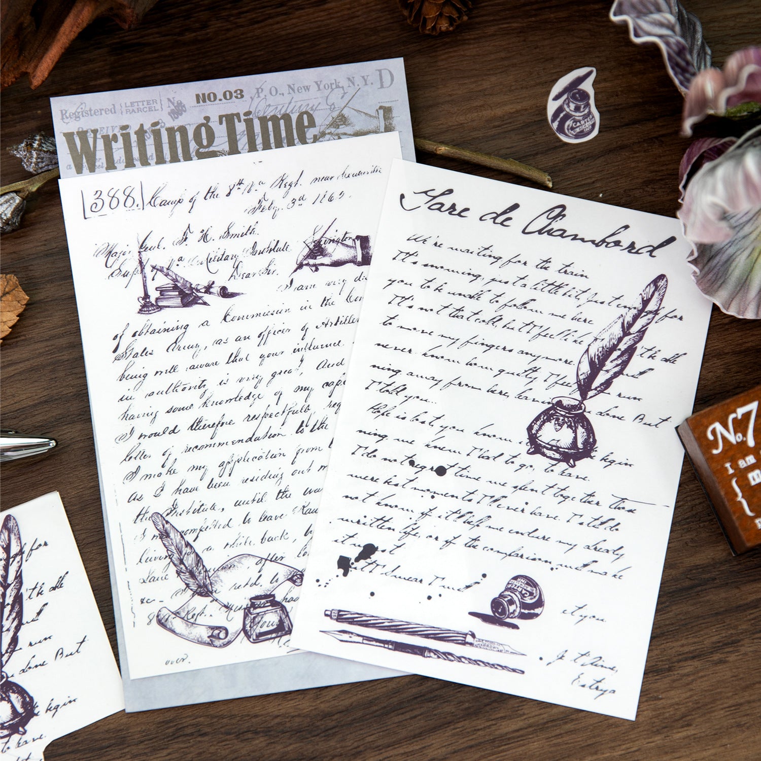 2 Sheets Vintage Handwriting Letter Transfer Stickers SGYJ