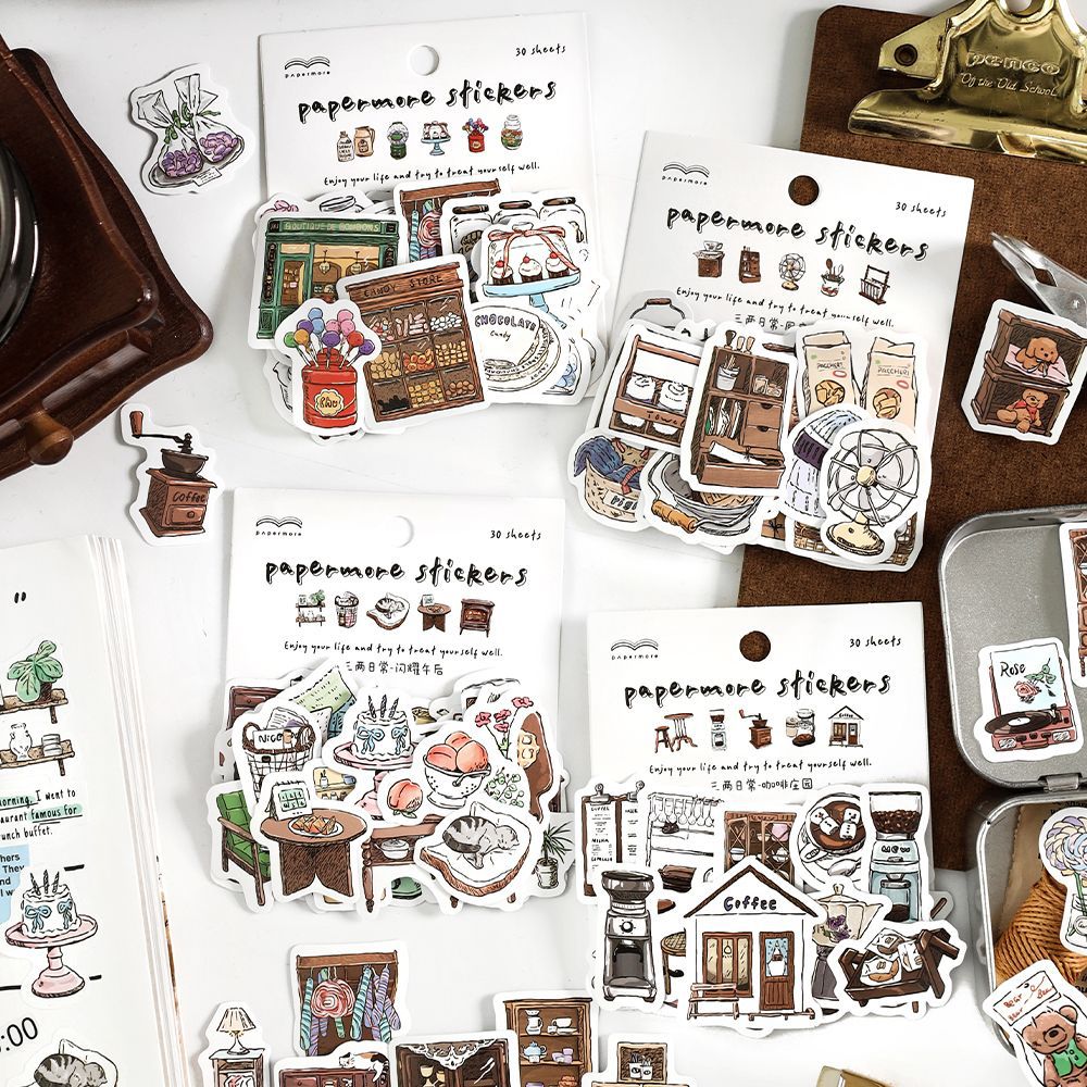 30 Pcs Vintage Scrapbook Stickers SLEC