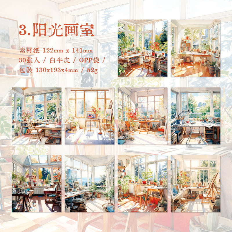 30 Pcs Shop Themed Scrapbook Paper QCJJ