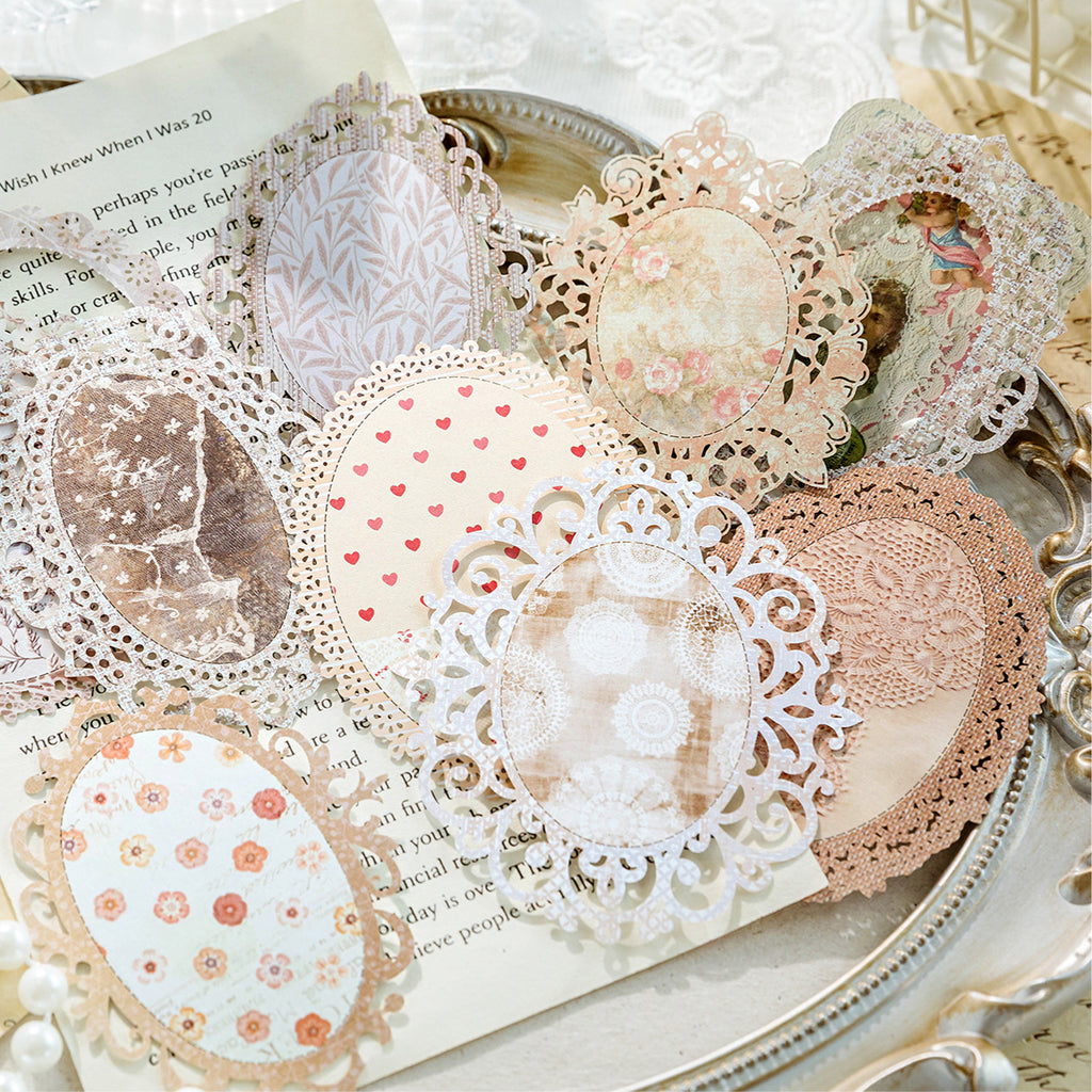 10 Pcs Lace Theme Scrapbook Paper LSHM