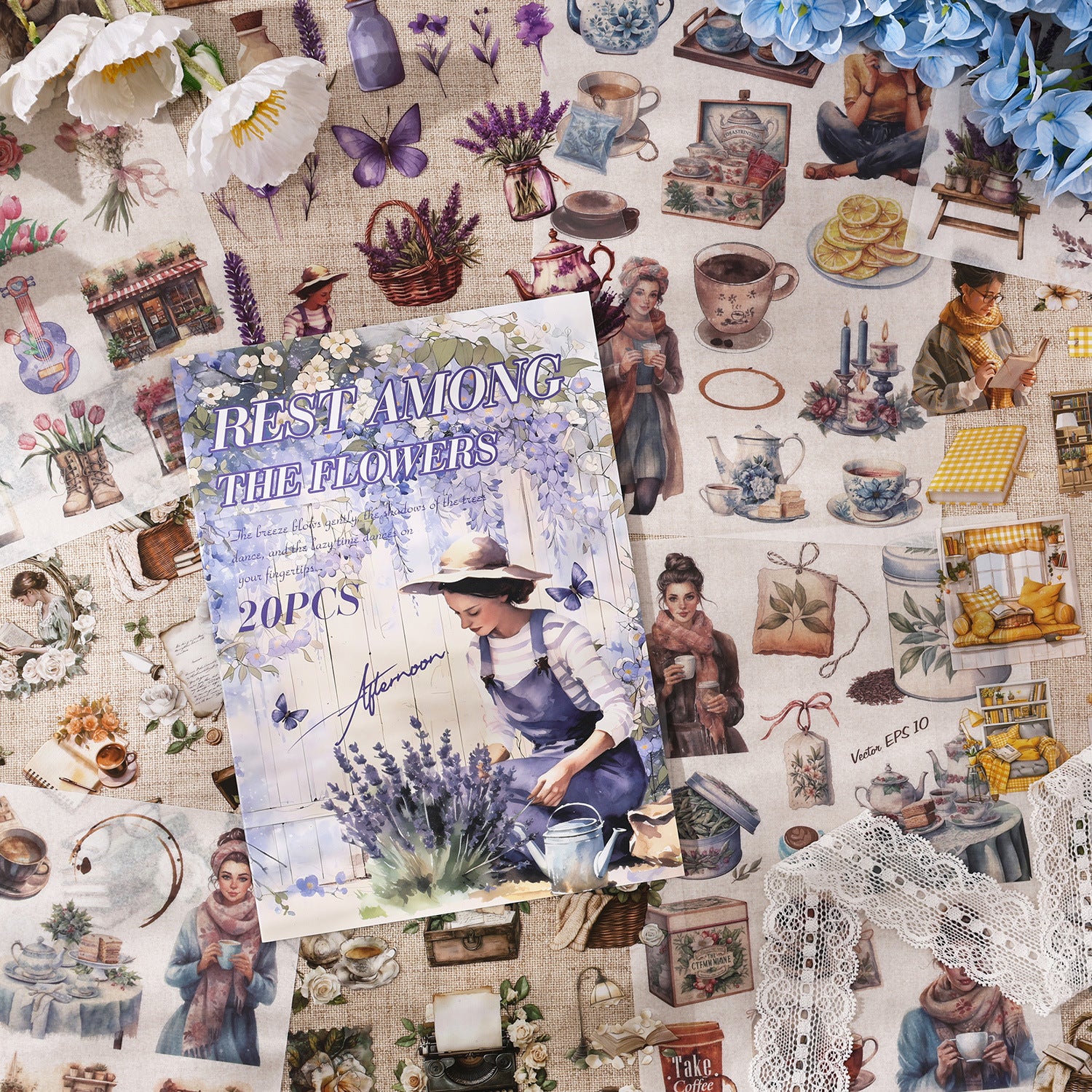20 Sheets Vintage Journal Stickers Book HYSG