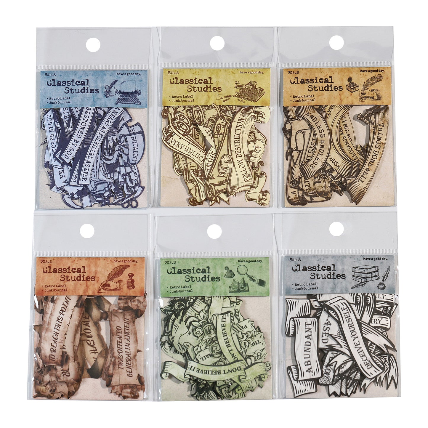 30 Pcs Vintage Words Label Stickers GDJX