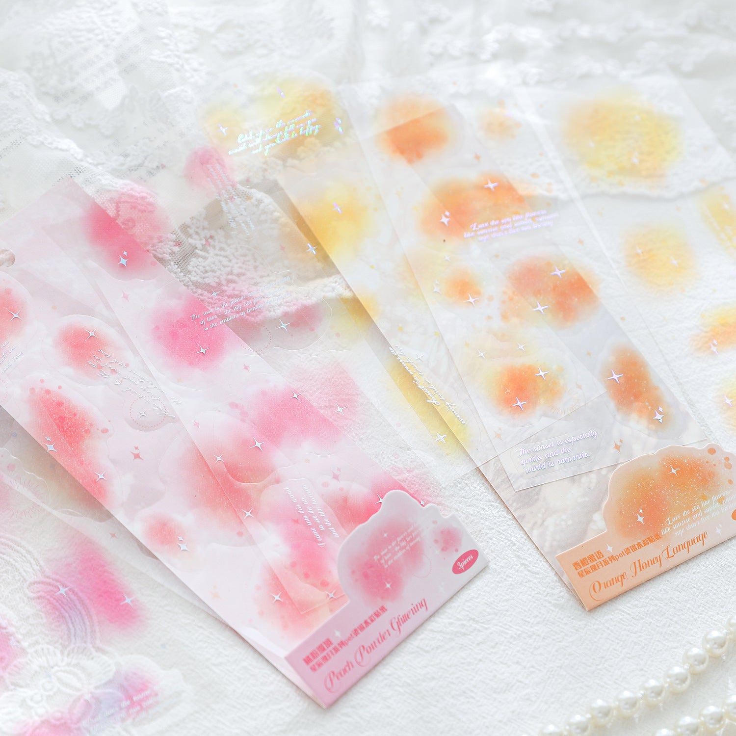 3 Sheets Glitter Watercolor PET Stickers XCWY