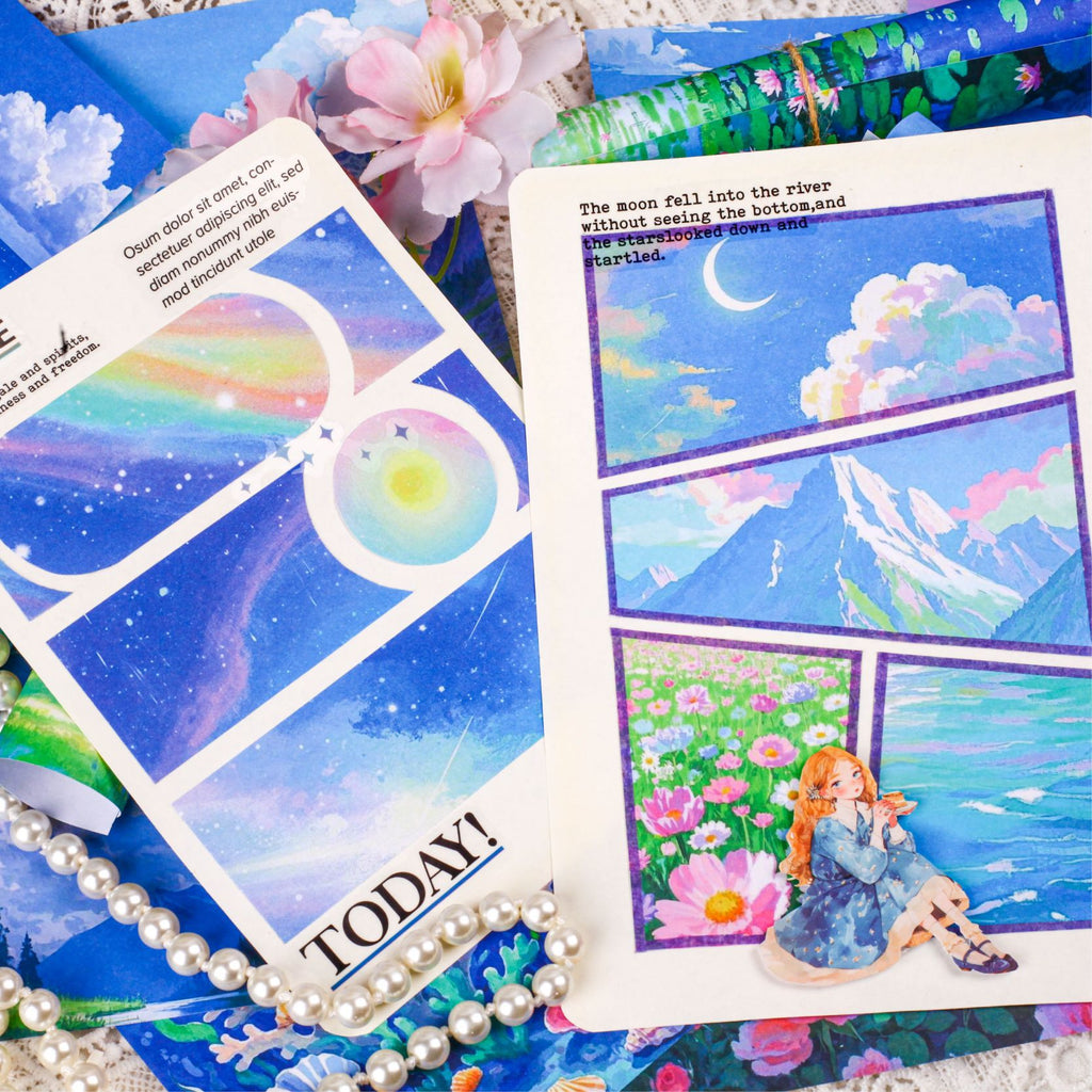 20 Pcs Oli Painting Landscape Scrapbook Paper XMFG