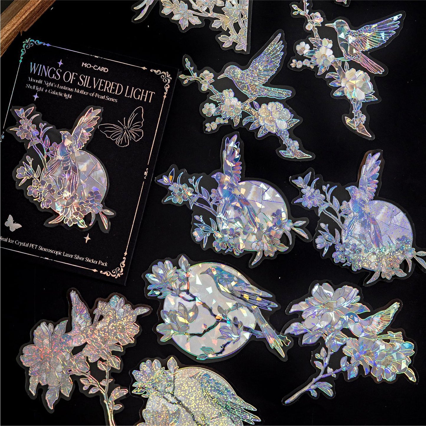 10 Pcs Holographic Glitter PET Stickers YYLH