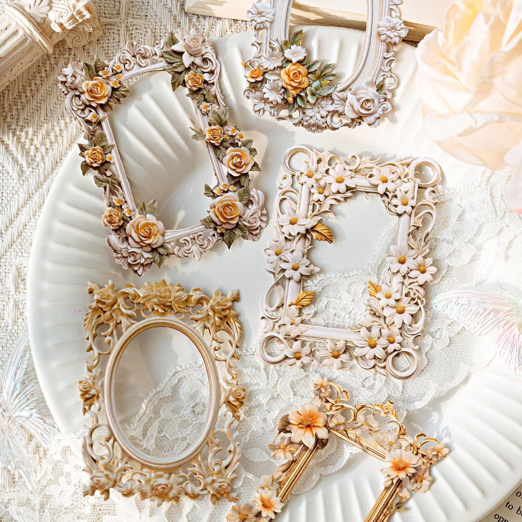 10 Pcs Antique Victorian Hollow Floral Relief Frame Scrapbooking Paper - Foam