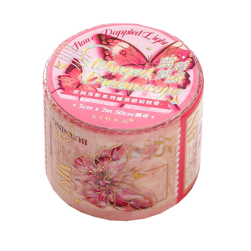 1 Roll Butterfly Themed Postage Stamp Die-cut Washi Tape HJGY