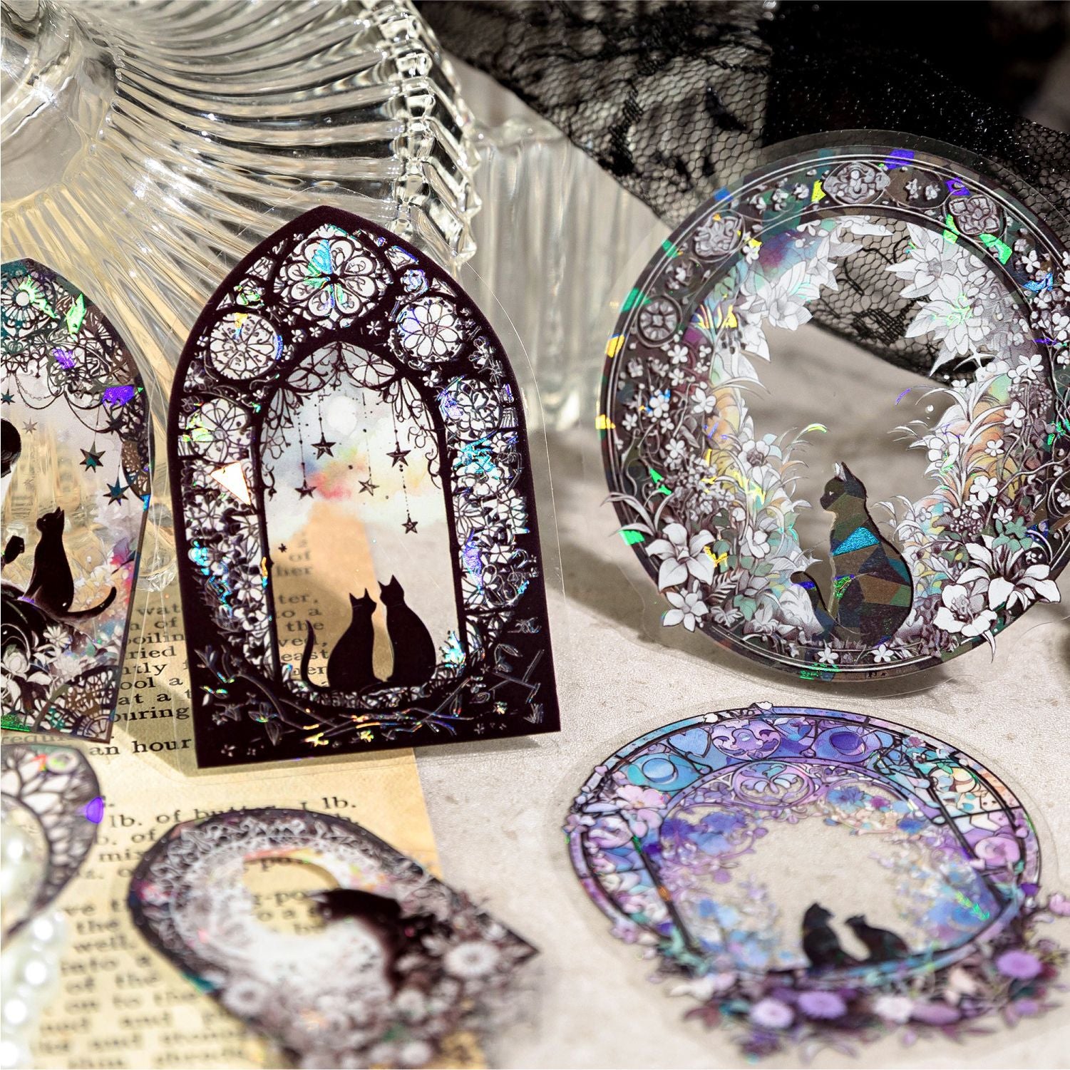 20 Pcs Lace Themed PET Stickers LSQM