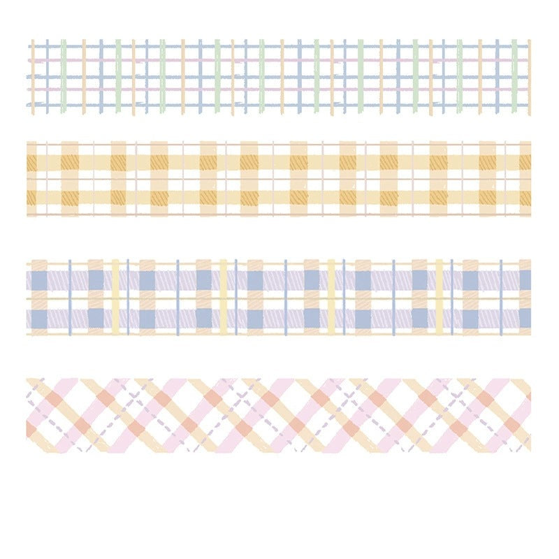 Pastel Gingham Plaid Washi Tape Set - Saulty
