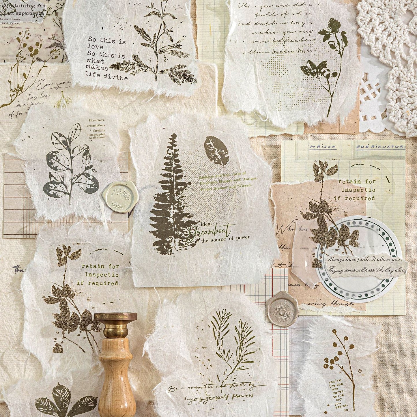 20 Pcs Vintage Botanical PET Stickers MLHC