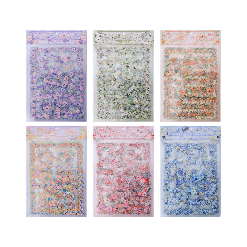 6 Sheets Flower PET Stickers HXSY