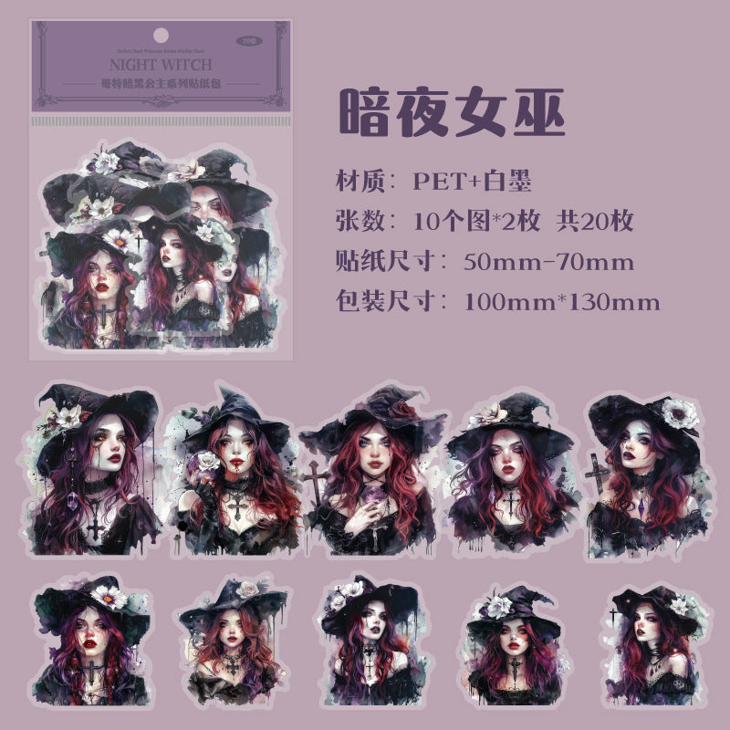 30 Pcs Gothic Princess PET Stickers GEAHGZ
