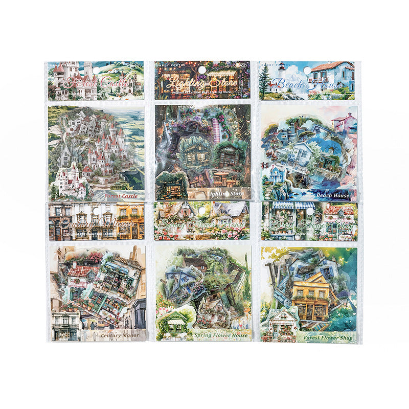 30 Pcs House Castle PET Stickers SLXWZRCS