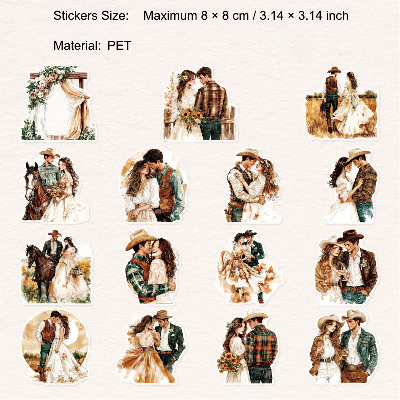 30 Pcs Couple Love Theme PET Stickers LRXL