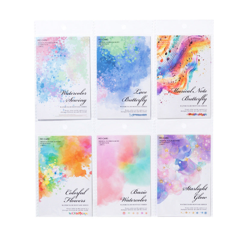 20 Pcs Watercolor Frame PET Stickers SCMTQ
