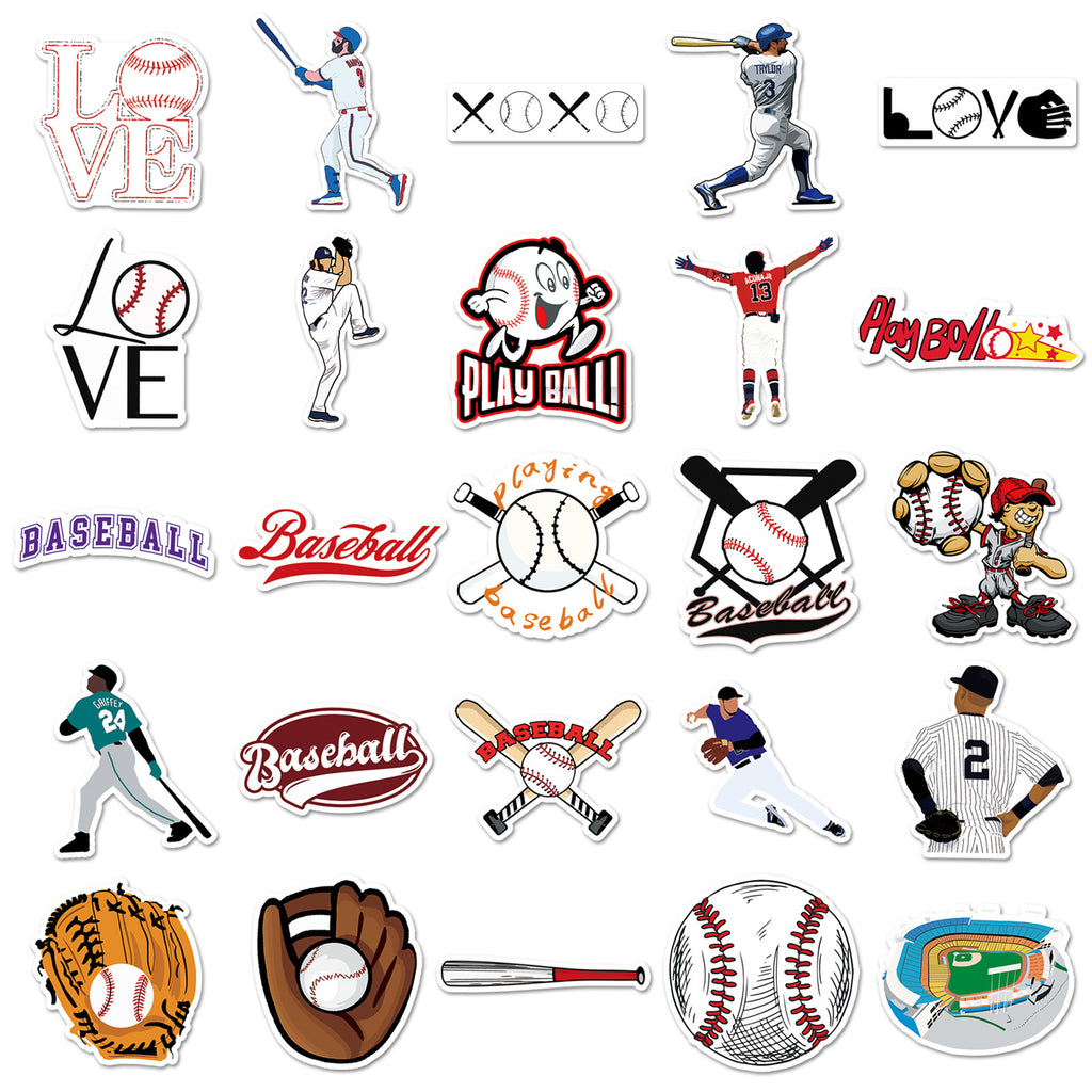 50 Pcs Vinyl Baseball Stickers BQ398