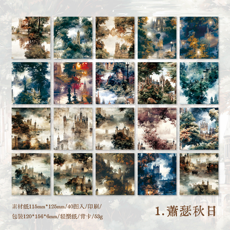40 Pcs Vitnage Landscape Scrapbook Paper JRHXQ