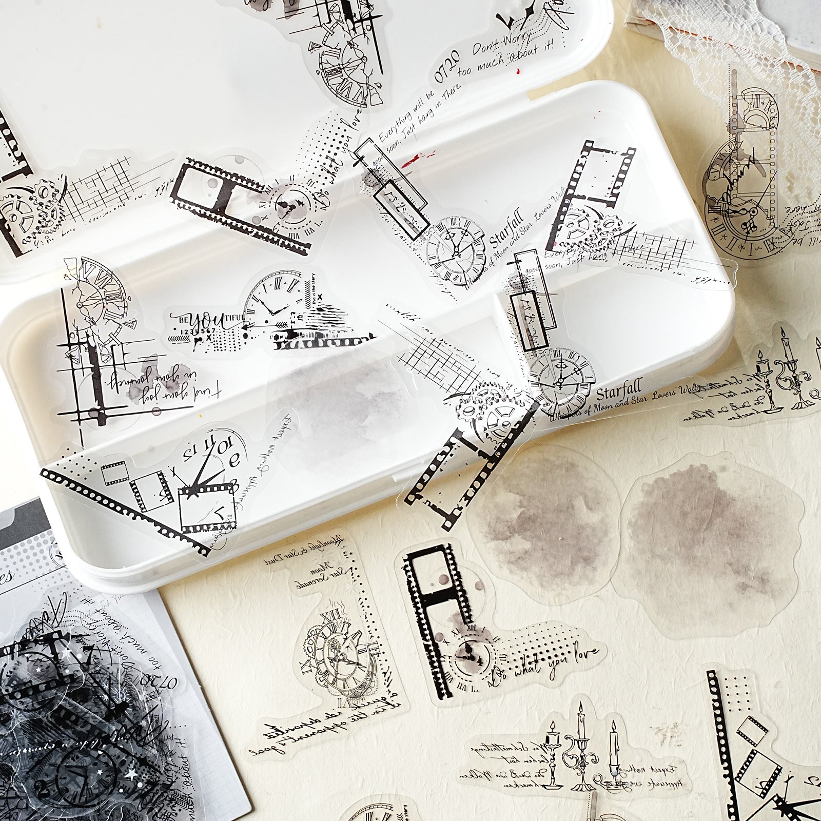 30 Pcs Watercolor Corner PET Stickers