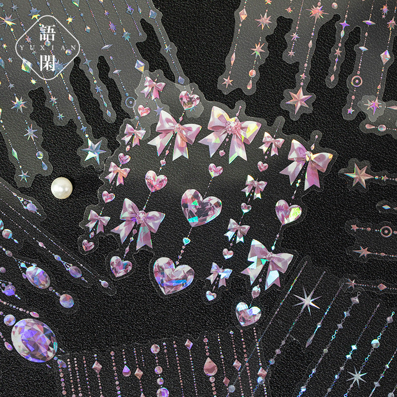12 Pcs Gliter PET Stickers XGML