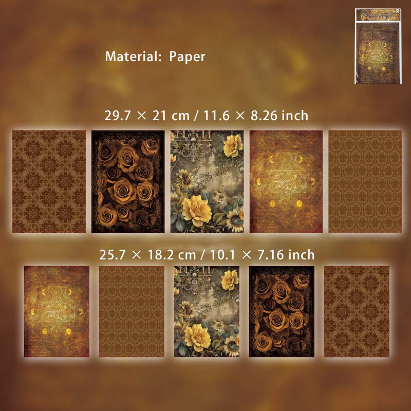 10 Pcs Gothic Theme Scrapbook Paper MGCS