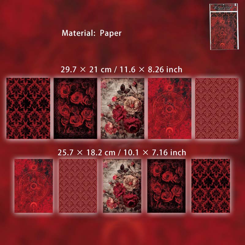 10 Pcs Gothic Theme Scrapbook Paper MGCS