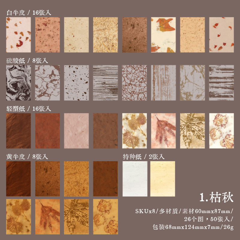 50 Pcs Nature Floral Scrapbook Paper MDRC