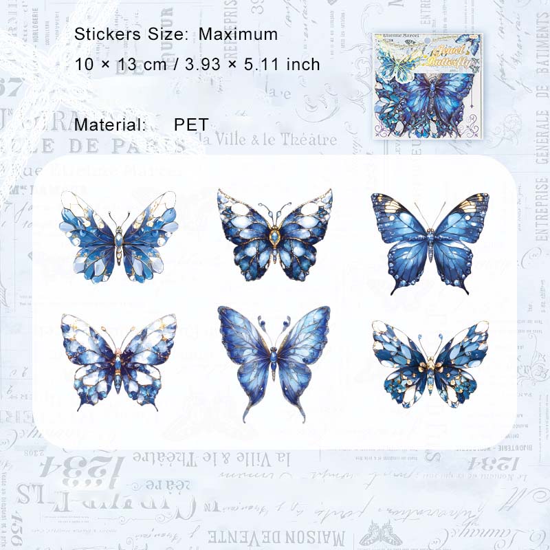 6 Pcs Glitter Butterfly PET Stickers DYJH