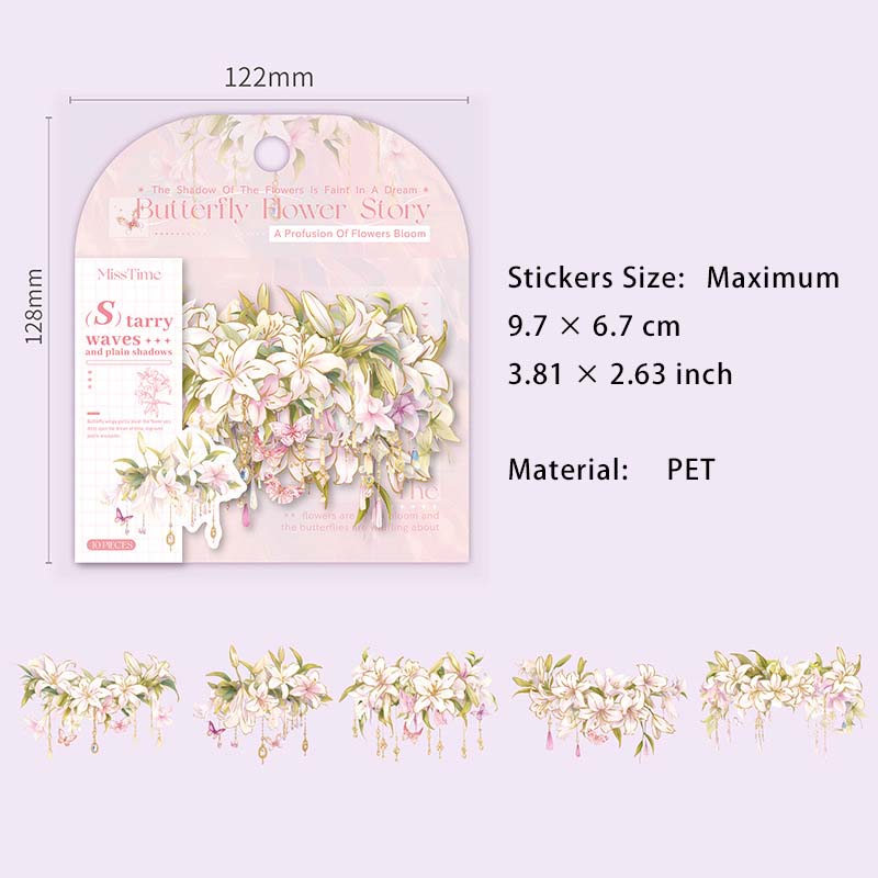 10 Pcs Gold Foil Flower Vine PET Stickers DHWY