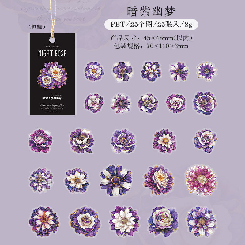 25 Pcs Flower PET Stickers YEQW